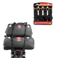 Set: Hecktasche Set XF80 + XF60 Volumen 140 L Dry Bag Wasserdicht + Spanngurt Set mit Ratsche und Haken inkl 4x Zurrschlaufe in schwarz_1