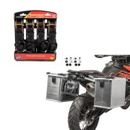 Set: Alu Seitenkoffer Set Gobi 34l und 45l mit Adapter für Kofferträger + Spanngurt Set mit Ratsche und Haken inkl 4x Zurrschlaufe in schwarz_1