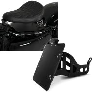 Set: Solo Federsattel mit Grundplatte SG11 schwarz + Seitlicher Kennzeichenhalter für Yamaha XV 535/ 1100 Virago schwarz_1