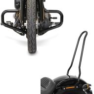 Set: Sturzbügel Mustache für Harley Softail Street Bob / Low Rider 18-21 + Sissybar für Harley Softail Street Bob 18-20 Tampa schwarz_1