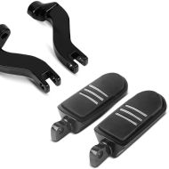Set: Sozius Fussrasten-Halter für Harley- Touring 96-21 schwarz + Fußrasten Fahrer-Sozius BQ für Harley Universal schwarz_1