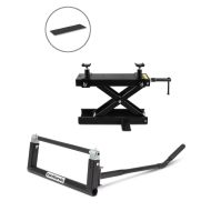 Set: Hebebühne Mini-Lift Scherenheber inkl. Gummimatte bis 500kg in schwarz + Chopper Motorradzentralheber. Custom Bike-Heber schwarz_1