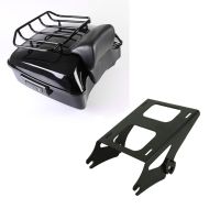 Set: Topcase Chopped für Harley Street Glide 14-20 CH3 schwarz + Topcase Träger Doppelsitzbank für Harley Touring 14-21 schwarz_1