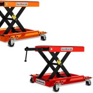 Set: Scissor Lift Dolly Mid-lift M Mover 500 kg in orange + Scissor Lift Dolly Mid-lift M Mover 500 kg in red