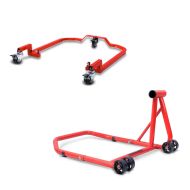 Set: Sided Rear Paddock Stand Classic left no Pin red + arm jumper shunting extension 