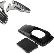 Set: Sozius Trittbretter Harley Touring 93-21 CF2 mit Halter chrom + Seitenkoffer-Deckel für Lautsprecher für Harley- Touring 94-13_1