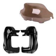 Set: Beinschild für Harley Touring Modeelle 1983-2013 belüftet schwarz + Windschild Wave 8" für Harley- Electra-Street Glide 96-13 rauchbraun_1