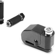 Set: Handlebar Hand Grips 1" Inch Craftride CG14 Billet CNC ompatible with Kawasaki Yamaha Suzuki Honda black + Alarm Brake Disc Lock 120dB BS-Motoparts Theft protection Motorbike black