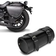 Set: Saddlebag left Indiana 10Ltr Side Bag for Chopper + Tool Roll Bag Kansas 3Ltr Custom tool bag in 
