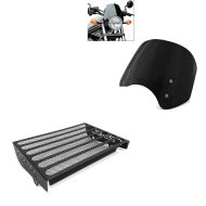 Set: Windshield compatible with Honda Rebel 500 CMX 17-24 Windscreen Craftride black + Radiator Cover compatible with Honda Rebel 500 CMX 17-24 Grill guard Zaddox KG1