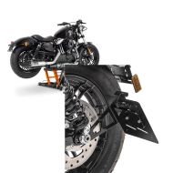 Set: Hebebühne Harley Davidson Sportster 1200 Roadster ConStands Mid-Lift L in orange + Kennzeichenhalter seitlich M für Harley Sportster 1200 Roadster 17-20 schwarz Craftride_1