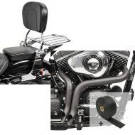 Set: Sissybar Harley Sportster 1200 Custom 96-20 Craftride Fast Driver-L Flex inkl. Gepäckträger chrom + Set SA2 Auspuff Dragpipe und Hitzeschutzband für Harley Sportster 1200 Custom 96-20 Craftride_1