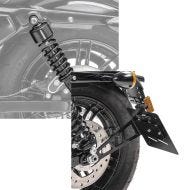 Set: Stoßdämpfer 11,9 Zoll Harley Davidson Sportster 883 Iron 09-20 Craftride schwarz + Kennzeichenhalter seitlich L für Harley Sportster 883 Iron 19-20 schwarz Craftride_1