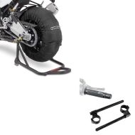 Set: Tyre Warmers Set compatible with Honda CBR 1000 RR Fireblade / SP / SP-2 Laguna Seca 60-80°C black + Handlebar Set compatible with Honda CBR 1000 RR Fireblade / SP Clip On 22mm with Grips Zaddox S-G1