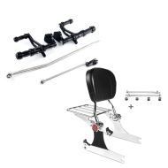 Set: Vorverlegte Fußrastenanlage für Harley Davidson Dyna 00-13 Craftride schwarz + Sissybar Harley Dyna Super Glide Custom 06-15 Craftride Fast Driver-L Flex inkl. Gepäckträger chrom_1
