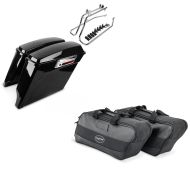 Set: Seitenkoffer Set für Harley Davidson Heritage Softail Classic 88-17 Craftride Stretched inkl Träger chrom + Innentasche Seitenkoffer für Harley Heritage Softail Classic / 114 Craftride 19Ltr schwarz_1
