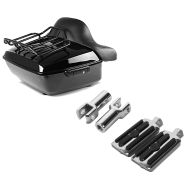 Set: Topcase King NHB für Harley Fat Boy / 114 schwarz Craftride + Sozius Fussrasten Set mit Halter für Harley Fat Boy 00-17 CR1 chrom Craftride_1