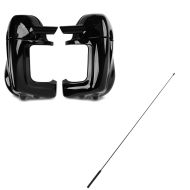 Set: Beinschild für Harley Davidson Electra Glide Ultra Classic 89-13 Craftride belüftet schwarz + Antenne Radio Harley Davidson Electra Glide Ultra Classic 89-13 FM AM von Craftride_1