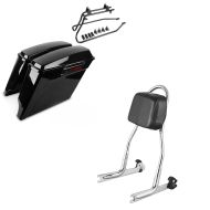 Set: Seitenkoffer für Harley Davidson Softail Deluxe 05-17 Craftride Stretched LB inkl. Kofferträger + Sissybar Harley Softail Deluxe 05-17 Craftride Fast Rider-XS chrom_1