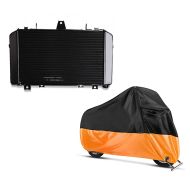 Set: Wasserkühler für Kawasaki ZRX 1100 97-00 Radiator Kühler + Abdeckplane Kawasaki ZRX 1100 / 1200 / R / S - ZZR 600 Craftride XL in schwarz-orange_1
