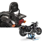 Set: Sissy Bar XS3 für Kawasaki VN 900 Classic / Custom 06-16 Gepäckträger schwarz Craftride + Hebebühne Kawasaki VN 900 Classic Motorradheber ConStands Mid-Lift L in blau_1