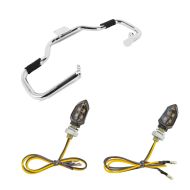 Engine Guard Yamaha XVS 650 Drag Star/ Classic XV1 chrome + Indicators compatible with Yamaha XVS 650 A Drag Star Classic LED Turn signals KP8 tinted