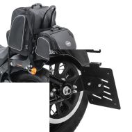 Set: Set Sissybartaschen für Harley Softail Street Bob Craftride TM2+TM4 schwarz + Seitlicher Kennzeichenhalter für Harley Davidson Softail 18-21 Craftride schwarz_1