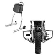 Set: Sissybar Harley Softail Deluxe 05-17 Craftride Fast Rider-XS chrom + Sturzbügel für Harley Davidson Softail Deluxe 05-17 Craftride ST1 chrom_1