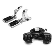 Set: Sozius Fussrasten Set mit Halter für Harley Sportster 883 04-10 CR1 Craftride + Lenkerschalter für Harley Davidson Sportster 883 96-10 Lenkerarmatur schwarz Craftride_1