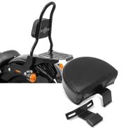 Set: Sissybar Harley Davidson Softail 18-21 Craftride Fast Rider-M inkl. Gepäckträger schwarz + Fahrer Sissybar für Harley Davidson Softail Heritage Custom / 114 18-21 Rückenlehne Craftride FR1 schwarz_1