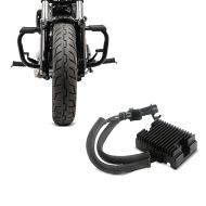 Set: Sturzbügel für Harley Davidson Sportster 883 Iron (XL 883 N) 09-20 Craftride Mustache schwarz + Spannungsregler für Harley-Davidson Sportster 883 Iron 09-13 Gleichrichter Laderegler Craftride_1