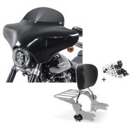 Set: Batwing Verkleidung BD8 für Harley Davidson Road King / Classic Craftride + Sissy Bar + Gepäckträger + Docking-Kit für Harley Road King 97-08 chrom Craftride_1