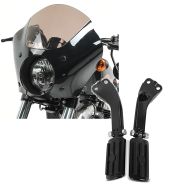 Set: Verkleidung für Harley Dyna Street Bob 06-17 Lampenmaske Craftride Gauntlet MG4 + Sozius Fussrasten Set mit Halter für Harley Dyna Street Bob 06-17 BL1 schwarz Craftride_1