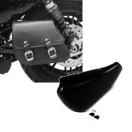 Set: Schwingentasche + Halter für Harley Sportster Forty-Eight 48 10-20 Craftride + Batterieabdeckung Harley Sportster Forty-Eight 48 14-20 Craftride Seitendeckel links in schwarz_1