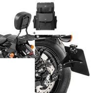 Set: Sissybar SB1 + Hecktasche für Harley Sportster 883 Iron 09-20 abnehmbar mit Gepäckträger Craftride schwarz + Seitlicher Kennzeichenhalter für Harley Sportster 883 Iron 09-20 Craftride schwarz_1