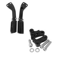 Set: Sozius Fussrasten Set mit Halter für Harley Dyna Street Bob 06-17 BL1 schwarz Craftride + Tieferlegungskit 1,75" Zoll für Harley Dyna Street Bob 06-17 Tieferlegung Craftride_1