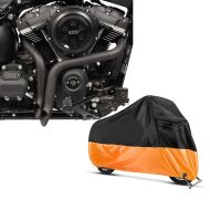 Set: Auspuff für Harley Softail Street Bob 18-21 Drag Pipe Schalldämpfer schwarz Craftride + Abdeckplane Harley Softail Street Bob / Fat Bob / 114 Craftride XXL in schwarz-orange_1