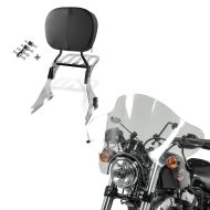 Set: Sissy Bar mit Gepäckträger und Docking Kit für Harley Davidson Sportster 1200 Custom 04-20 chrom Craftride + Windschild Batwing für Harley Sportster 1200 Custom 96-20 klar Craftride_1