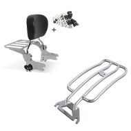 Set: Sissy Bar + Gepäckträger + Docking-Kit für Harley Road King 97-08 chrom Craftride + Gepäckträger Solo Rack für Harley Davidson Road King 97-05 chrom Craftride_1