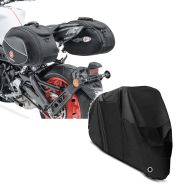 Set: Satteltaschen für Yamaha MT-07 / Tracer 700 Bagtecs SP3 36-60Ltr schwarz + Abdeckplane Yamaha MT-01  MT-03  MT-07 / Tracer  MT-10 Craftride XL in schwarz_1
