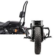 Set: Sissy Bar CSXL Fix für Harley Davidson Sportster 883 Iron 09-20 schwarz Craftride + Sturzbügel für Harley Davidson Sportster 883 Iron (XL 883 N) 09-20 Craftride Mustache schwarz_1