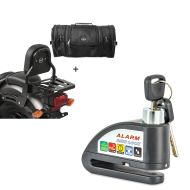 Set: Sissybar XS3 + Hecktasche RB1 für Honda Rebel 500 17-21 mit Gepäckträger Craftride + Bremsscheibenschloss Alarm für Honda Rebel 500 Tourtecs 110dB schwarz_1