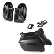 Set: Topcase King OLM für Harley CVO Limited 14-21 + Anbaukit Craftride + Beinschild für Harley Davidson Touring 14-21 Craftride belüftet schwarz_1