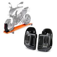 Set: Rangierschiene Harley CVO Limited ConStands Smart-Mover mit Wippe orange + Beinschild für Harley Davidson Touring 14-21 Craftride belüftet schwarz_1