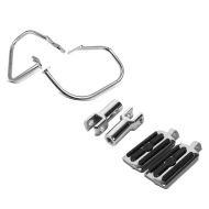 Set: Satteltaschen Schutzbügel für Harley Davidson Softail 00-17 chrom Craftride + Sozius Fussrasten Set mit Halter für Harley Heritage Softail Classic 00-17 CR1 c Craftride_1