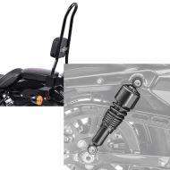 Set: Sissy Bar CSXL Fix für Harley Sportster 883 Iron 09-20 mit Gepäckträger schwarz Craftride + Stoßdämpfer 10,5 Zoll Harley Sportster 883 Iron 09-20 Federbeine von Craftride schwarz_1