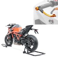 Set: Einarm Montageständer Set für KTM 1290 Super Duke R 14-21 Motorradständer hinten vorne Constands CLS + Hebelschützer für KTM 1290 Super Duke GT / R X1 orange_1