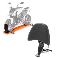Set: Rangierschiene Honda Gold Wing 1800 / 1500 / F6B ConStands Smart-Mover mit Wippe orange + Fahrer Sissybar für Honda Goldwing GL 1800 18-21 Rückenlehne Craftride schwarz_1