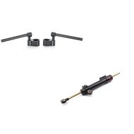 Set: Stummellenker Vario für Yamaha YZF-R1 / YZF-R6 / YZF-R6 S Zaddox 50mm Alu sw + Lenkungsdämpfer für Yamaha YZF-R6 / YZF-R1 Stabilisator Zaddox LD2_1