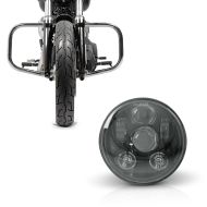 Set: Sturzbügel für Harley Davidson Dyna Street Bob 06-17 Craftride DN1 chrom + Hauptscheinwerfer LED 5,75 Zoll für Harley Dyna Street Bob 06-17 schwarz von Craftride_1